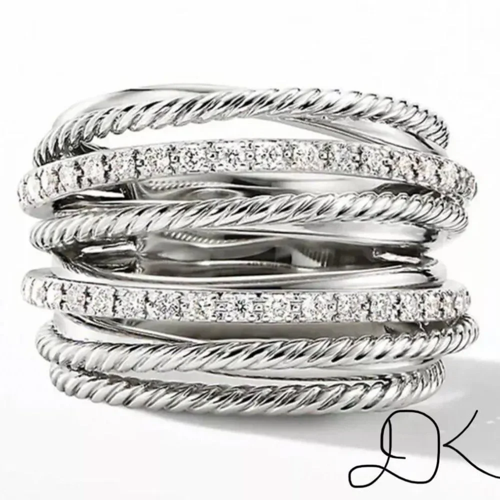 925 WEDDING RING BRIDAL RING ENGAGMENT RING - Picture 3 of 5